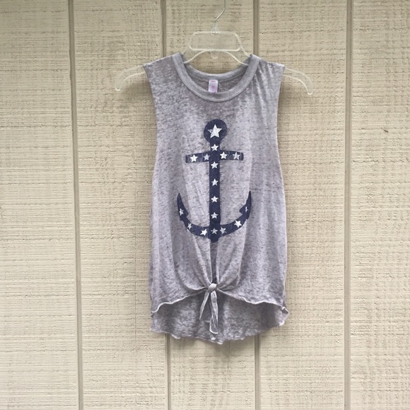 No Boundaries Tops - No Boundaries navy anchor tie tank top, sz 11